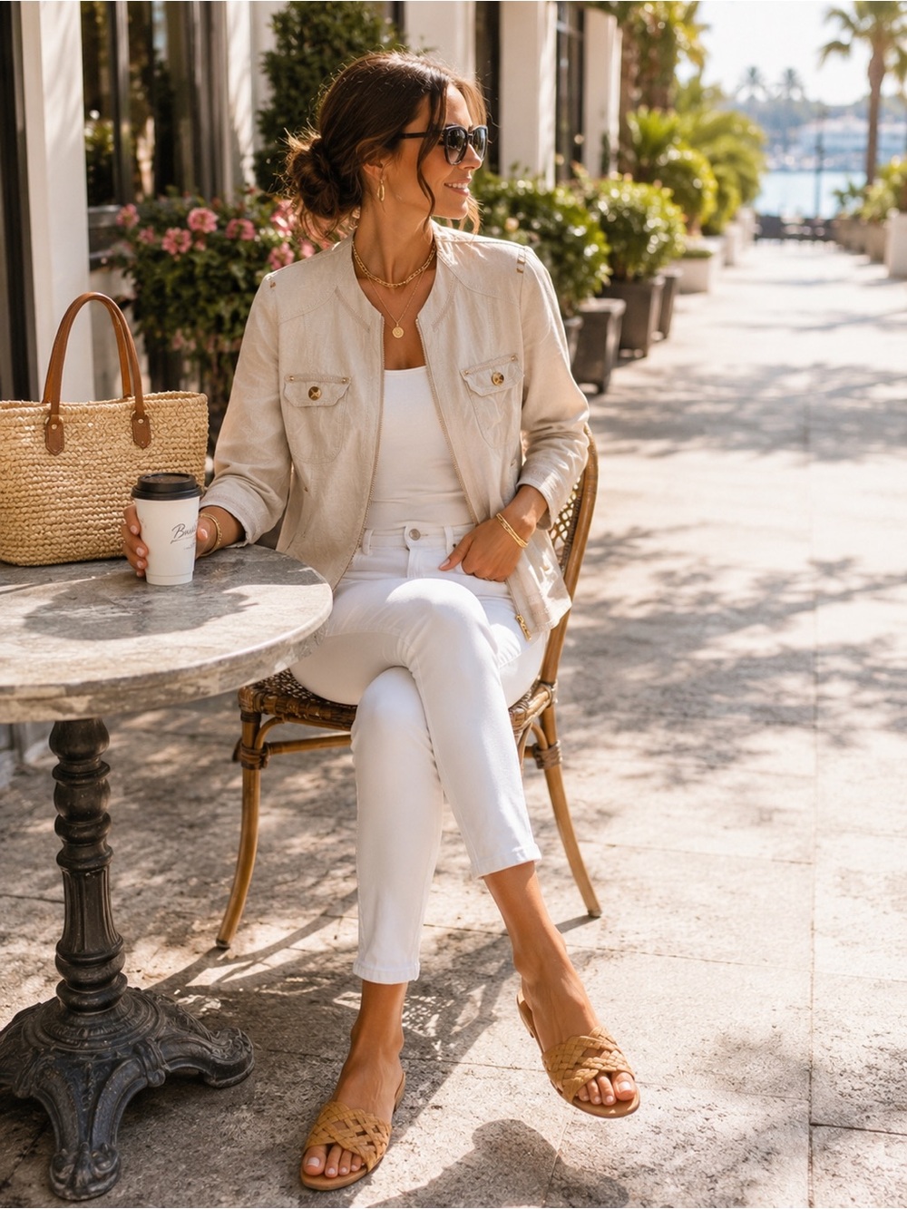 White House Black Market Linen Blend Utility Jacket | Quiet Luxury Neutral